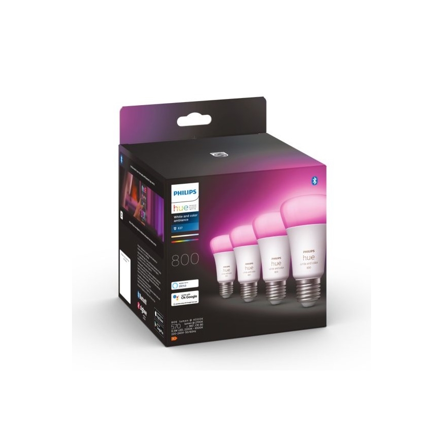 4x LED-pære dæmpbar Philips Hue White And Color Ambience E27/6,5W/230V 2000-6500K