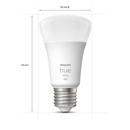 4x LED-pære dæmpbar Philips Hue WHITE A60 E27/9W/230V 2700K