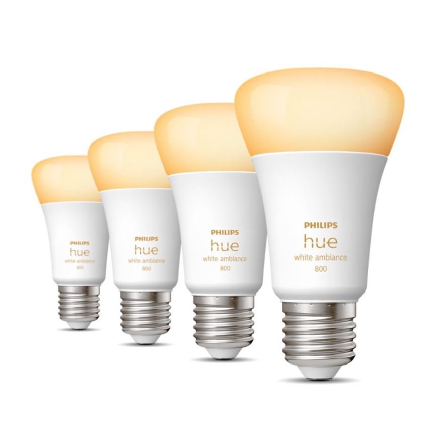 4x LED-pære dæmpbar Philips Hue WHITE AMBIANCE E27/6W/230V 2200-6500K
