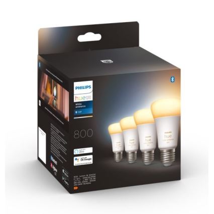 4x LED-pære dæmpbar Philips Hue WHITE AMBIANCE E27/6W/230V 2200-6500K