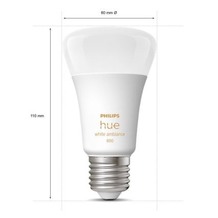 4x LED-pære dæmpbar Philips Hue WHITE AMBIANCE E27/6W/230V 2200-6500K