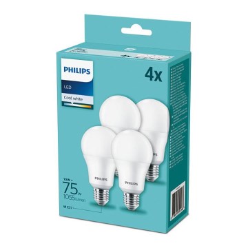 4x LED-pære Philips A60 E27/10W/230V 4000K
