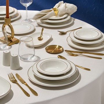 53-delt spisesæt, hvid/guld, porcelæn