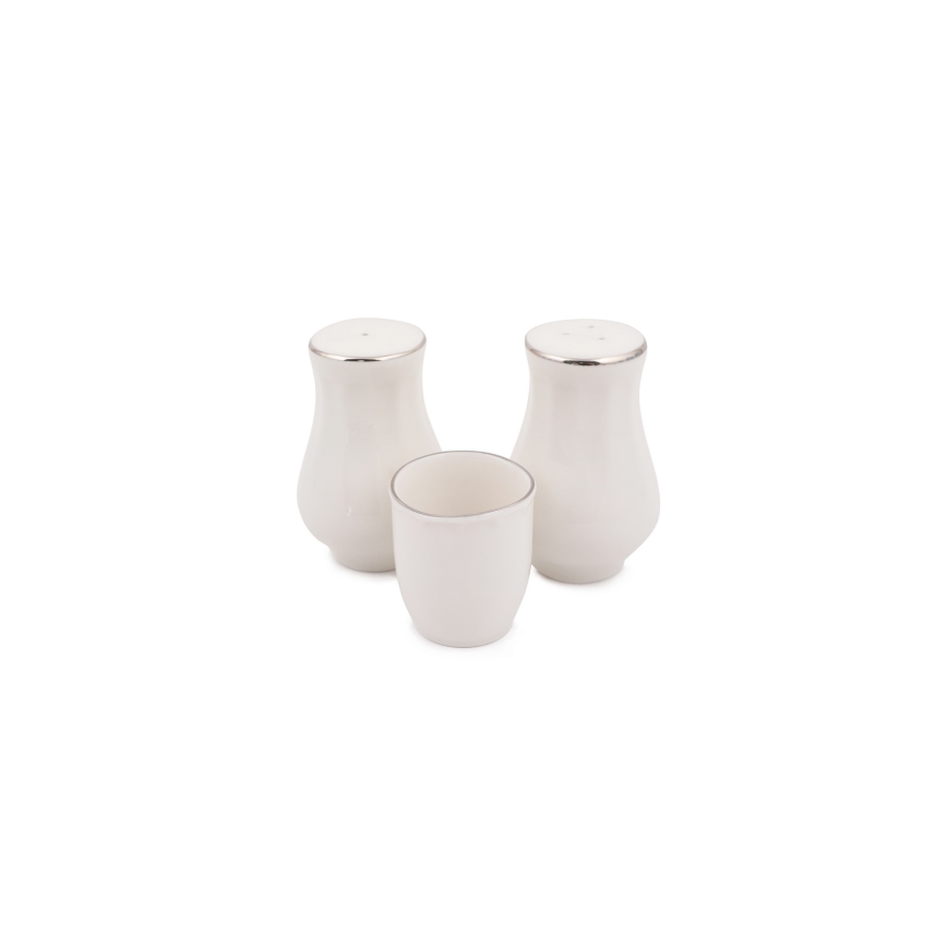 54-delt spisesæt, hvid/sølv/benporcelæn