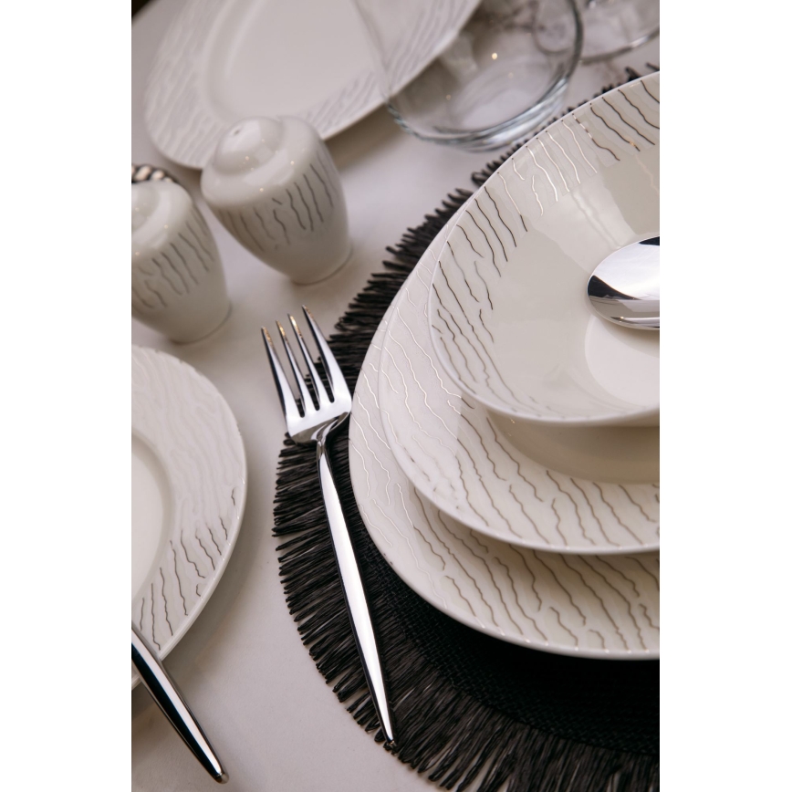 62-delt spisesæt hvid/sølv/porcelæn