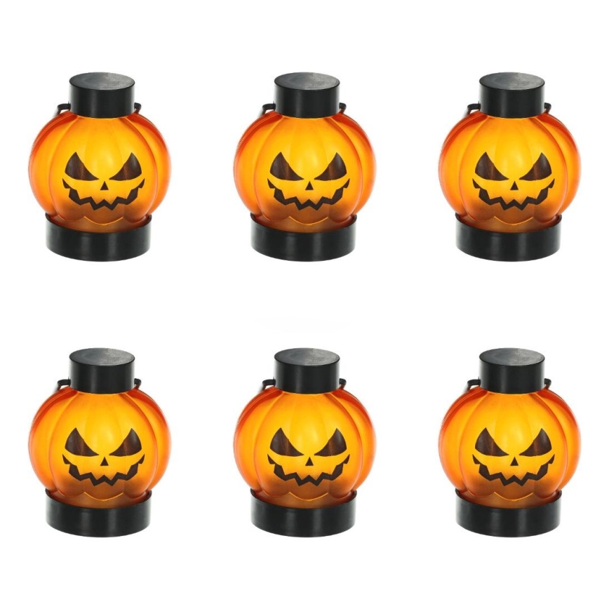 6x LED dekoration HALLOWEEN LED/1xCR2032/varm hvid græskar