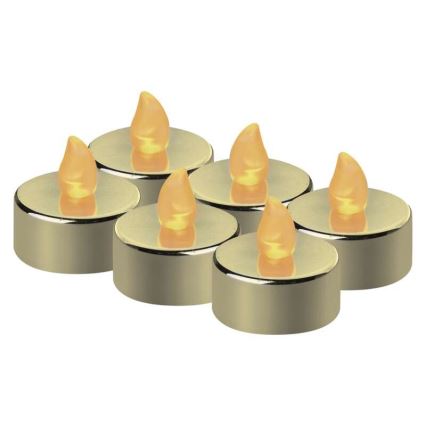 6x LED juledekoration 6xLED/6xCR2032 guldfarvet