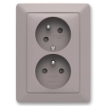 ABB 5513T-C02157 144 - Dobbelt husholdningsstikkontakt med ramme ZONI 250V greige