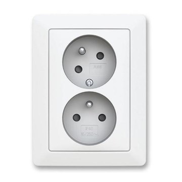 ABB 5513T-C02157 240 - Dobbelt stikkontakt til hjemmet med ramme ZONI 250V mat hvid
