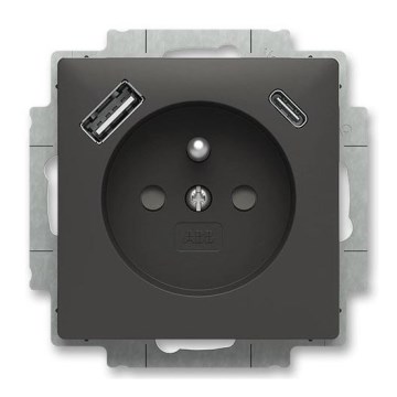 ABB 5569T-A32357 237 - Husholdningsstikkontakt uden ramme ZONI 250V 1xUSB A+C mat sort