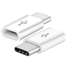 Adapter microUSB til USB-C hvid