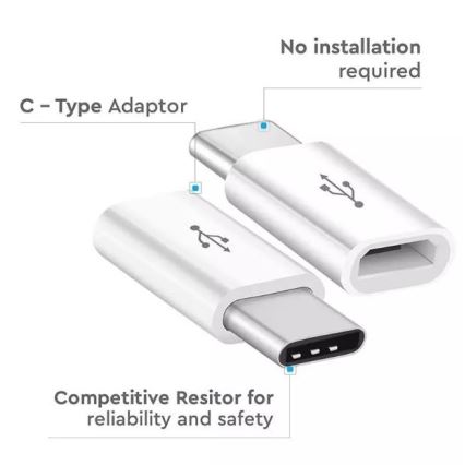 Adapter microUSB til USB-C hvid