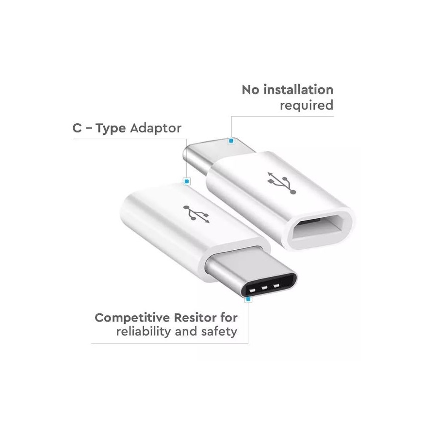Adapter microUSB til USB-C hvid