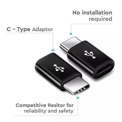 Adapter MicroUSB til USB-C sort