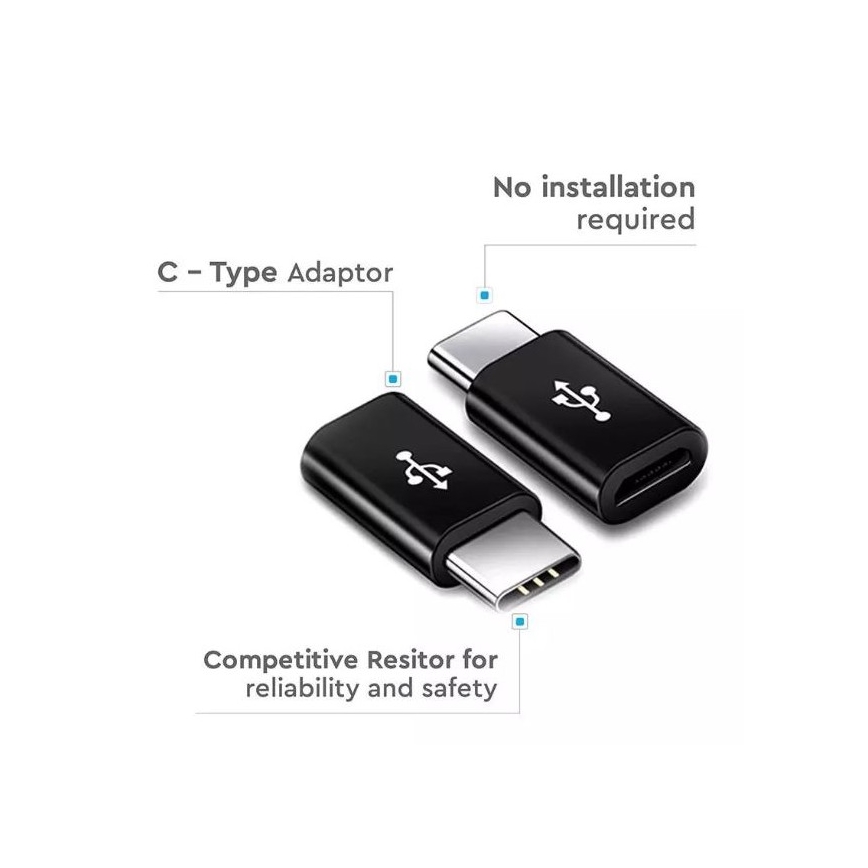 Adapter MicroUSB til USB-C sort