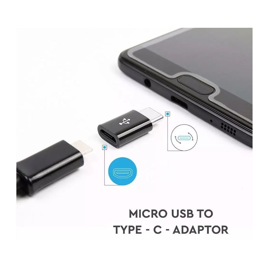 Adapter MicroUSB til USB-C sort