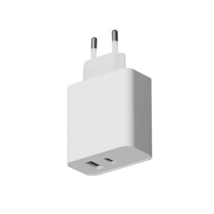 Adapter USB-C Power Delivery + USB-A 45W/230V hvid