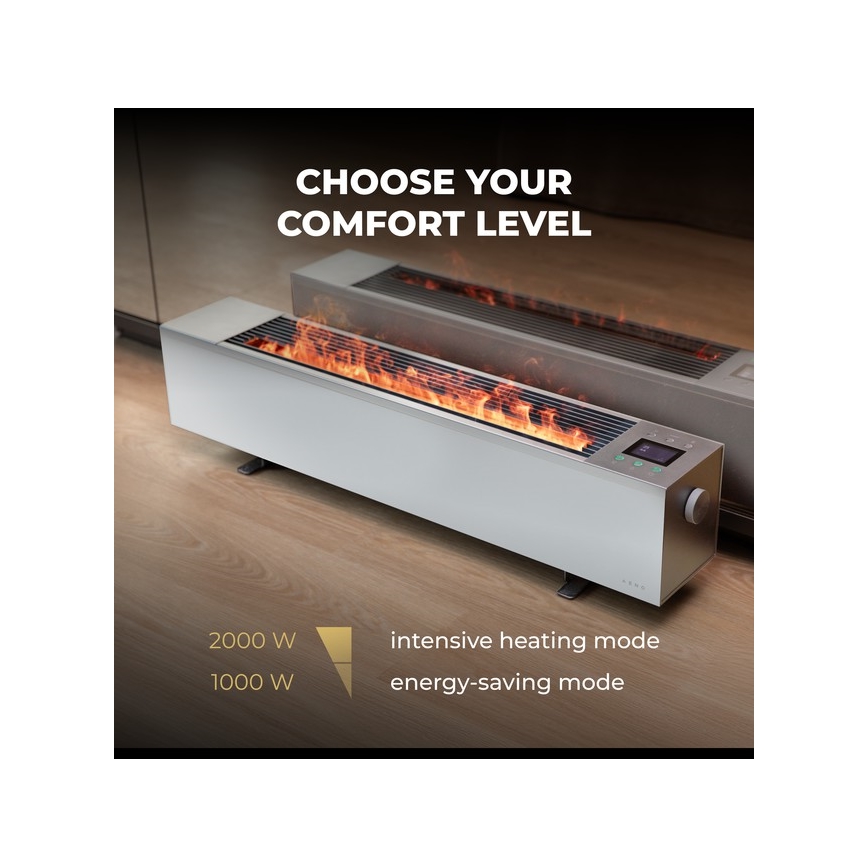 AENO - Smart elektrisk direkte elvarmer/konvektor 1000/2000W hvid