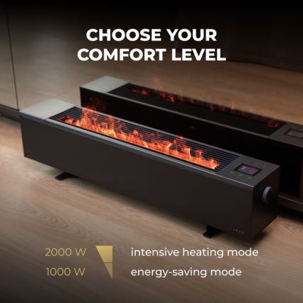 AENO - Smart elektrisk elvarmer/konvektor 1000/2000W sort