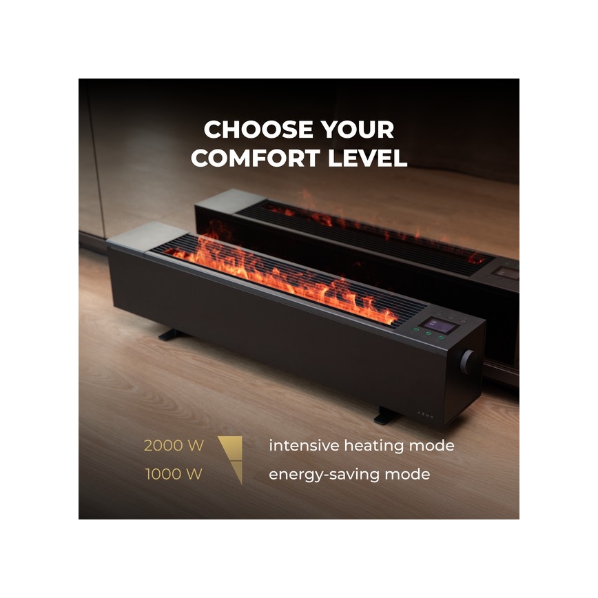 AENO - Smart elektrisk elvarmer/konvektor 1000/2000W sort