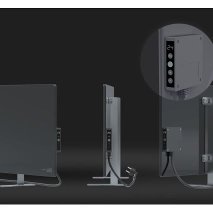 AENO - Smart elektrisk infrarødt panel med LED-lys display 700W timer/termostat IP44 Wi-fi grå