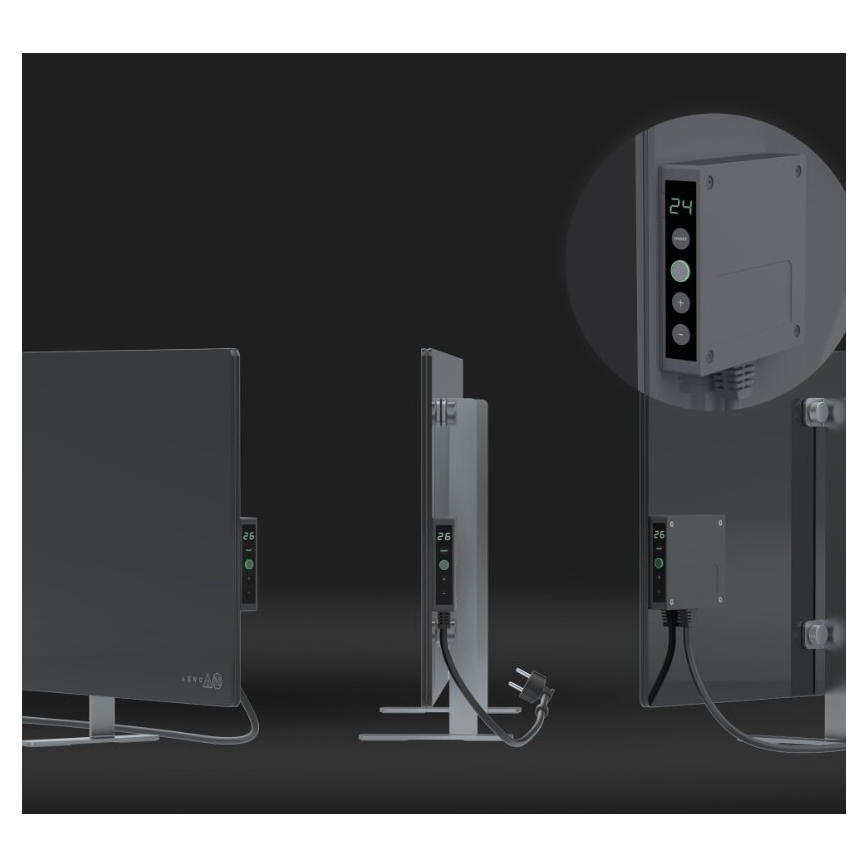 AENO - Smart elektrisk infrarødt panel med LED-lys display 700W timer/termostat IP44 Wi-fi grå