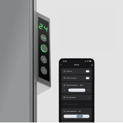 AENO - Smart elektrisk infrarødt panel med LED-lys display 700W timer/termostat IP44 Wi-fi grå