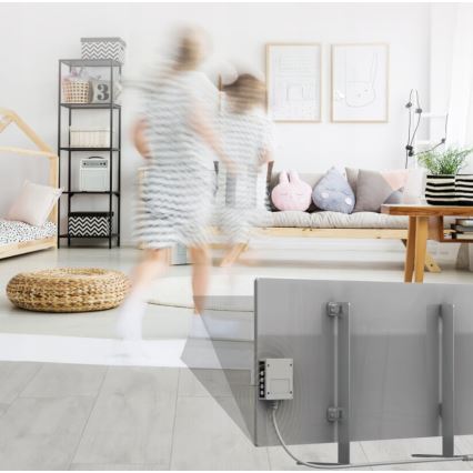 AENO - Smart elektrisk infrarødt panel med LED-lys display 700W timer/termostat IP44 Wi-fi grå