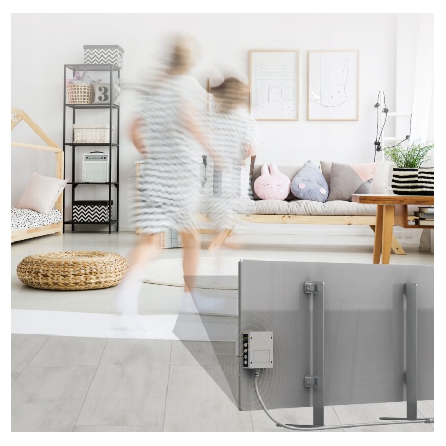 AENO - Smart elektrisk infrarødt panel med LED-lys display 700W timer/termostat IP44 Wi-fi grå