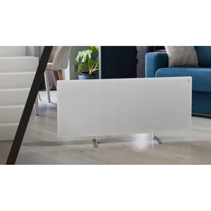 AENO - Smart elektrisk infrarødt panel med LED-lys display 700W timer/termostat IP44 Wi-fi hvid