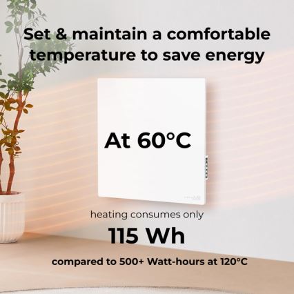 AENO - Smart elektrisk infrarødt varmepanel 500 W, timer/termostat, Wi-Fi, hvid