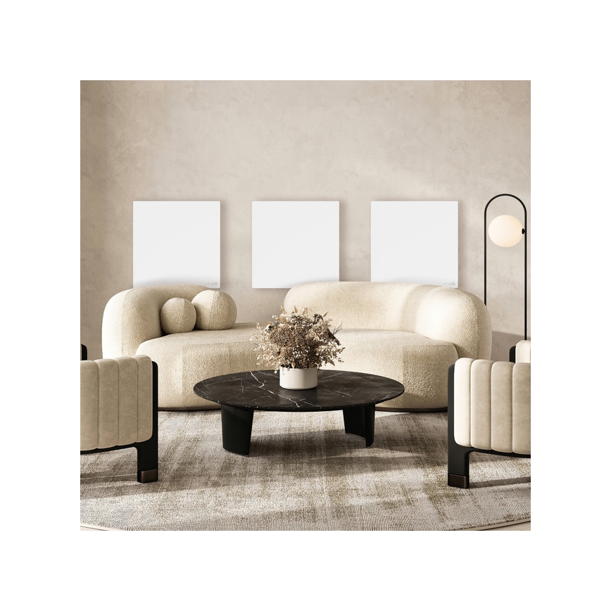 AENO - Smart elektrisk infrarødt varmepanel 500W med timer og termostat, Wi-Fi, hvid