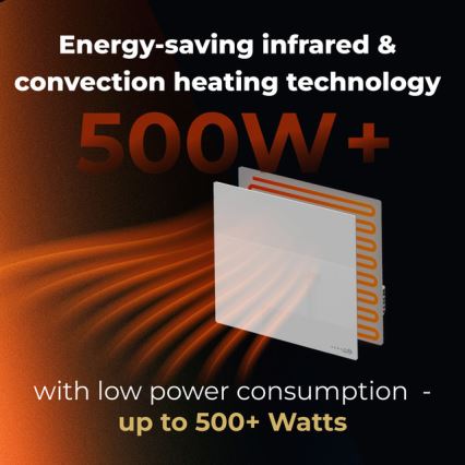 AENO - Smart elektrisk infrarødt varmepanel 500W med timer og termostat, Wi-Fi, hvid