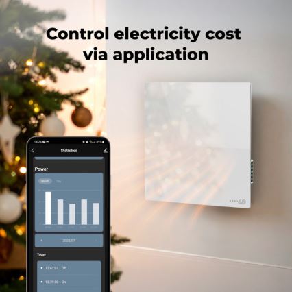 AENO - Smart elektrisk infrarødt varmepanel 500W med timer og termostat, Wi-Fi, hvid