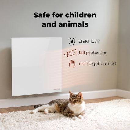 AENO - Smart elektrisk infrarødt varmepanel 500W med timer og termostat, Wi-Fi, hvid