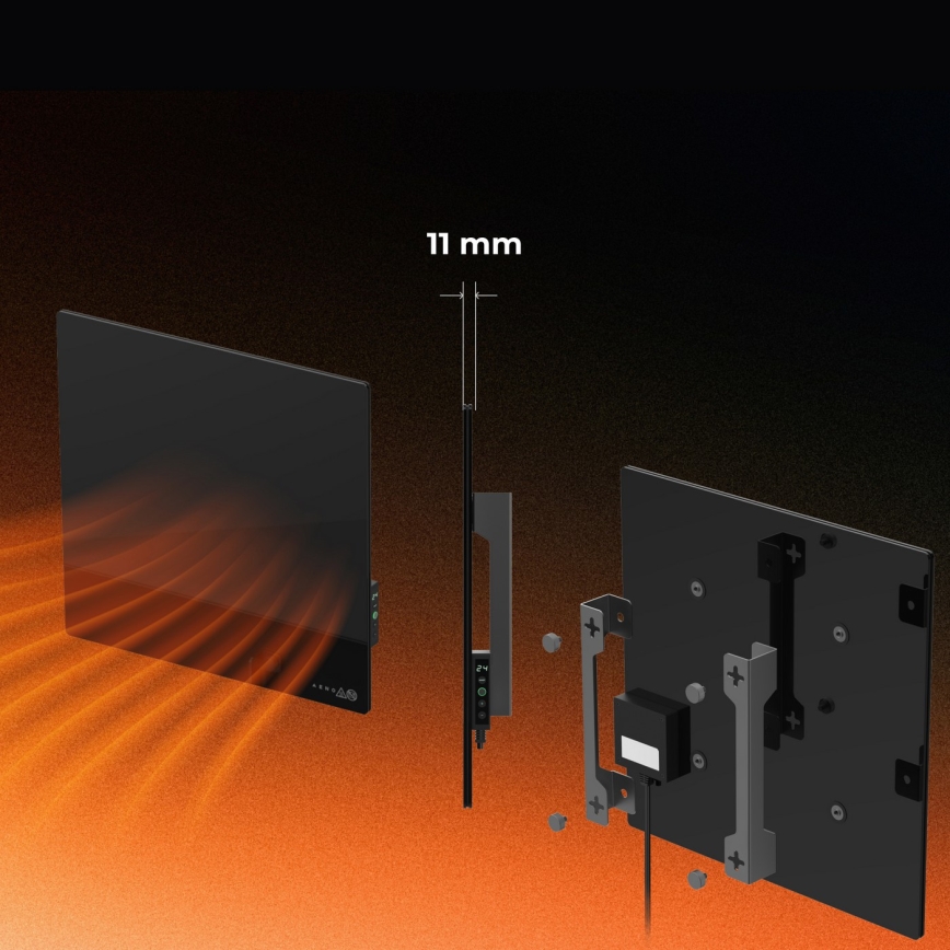AENO - Smart elektrisk infrarødt varmepanel 500W med timer/termostat Wi-Fi hvid