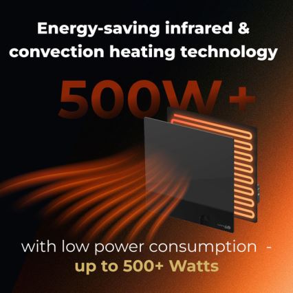 AENO - Smart elektrisk infrarødt varmepanel 500W timer/termostat Wi-Fi sort