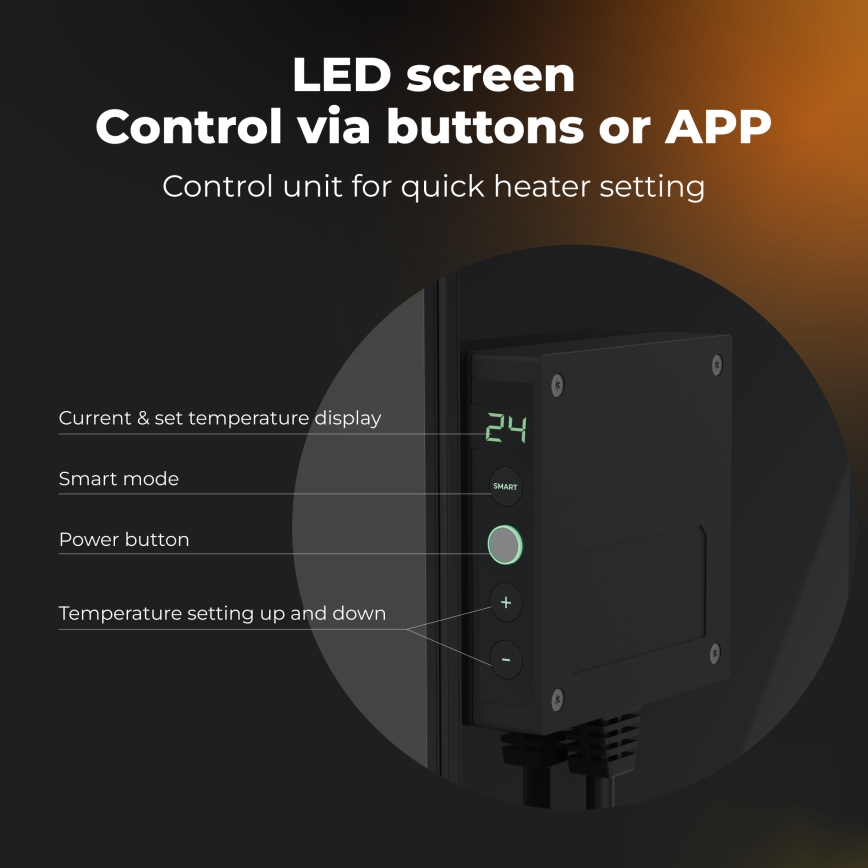 AENO - Smart elektrisk infrarødt varmepanel 500W timer/termostat Wi-Fi sort