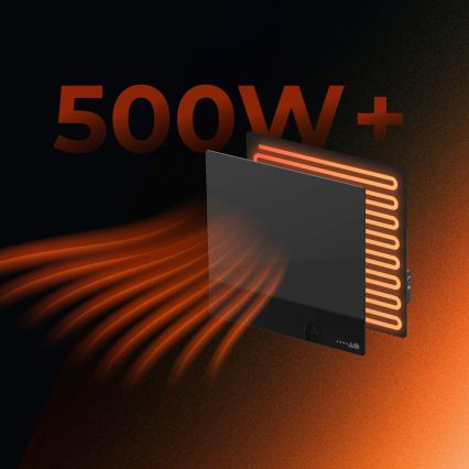 AENO - Smart elektrisk infrarødt varmepanel 500W timer/termostat Wi-Fi sort