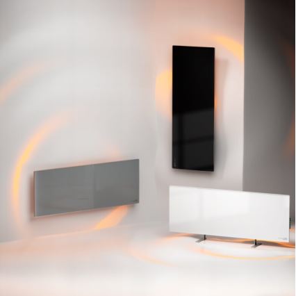 AENO - Smart elektrisk infrarødt panel med LED-display, 700 W, timer og termostat, IP44, Wi‑Fi, hvid