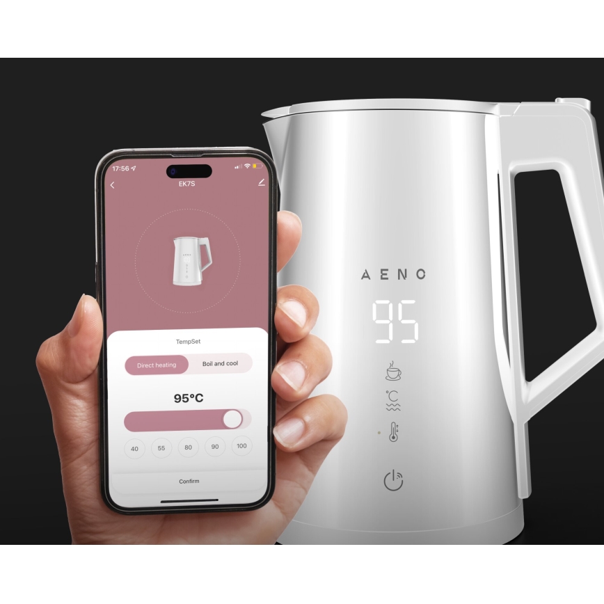 AENO - Smart elkedel med LED-display 1,7 l 2200W/230V hvid