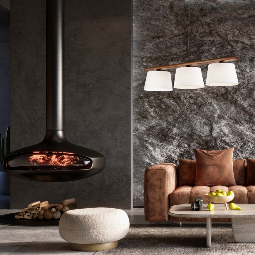 Loftlampe på ledning AIDA 3xE27/60W/230V valnød