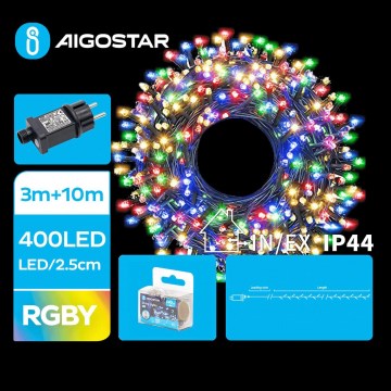 Aigostar - 13 m LED udendørs julelyskæde, 400 LED, 8 funktioner, IP44, multifarvet
