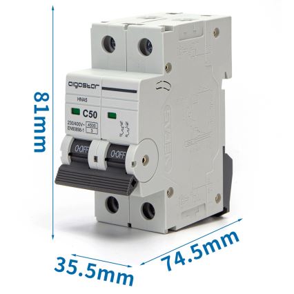 Aigostar - 2-polet automatsikring 2P-50A-C 230-400V