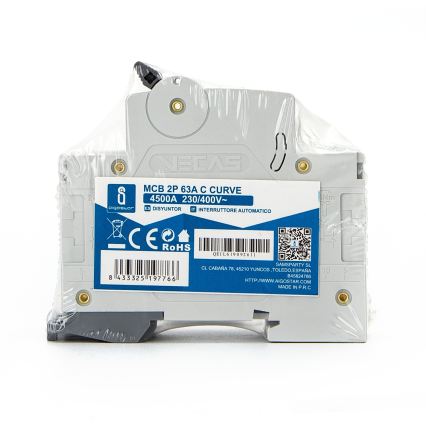 Aigostar - 2-polet automatsikring (2P) 63 A, C-karakteristik, 230-400V