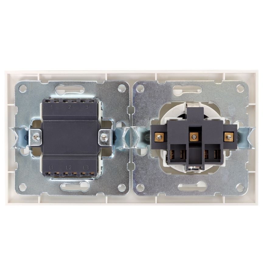 Aigostar - 3-gangs afbryder (model 3) med SCHUKO-stik 230 V og ramme, hvid