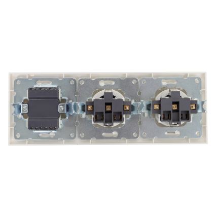 Aigostar - 3-gangs afbryder nr. 3 og 2x SCHUKO-udtag 230 V med ramme, hvid