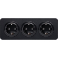 Aigostar - 3-gangs stikkontakt med ramme, SCHUKO 250V/16A, sort