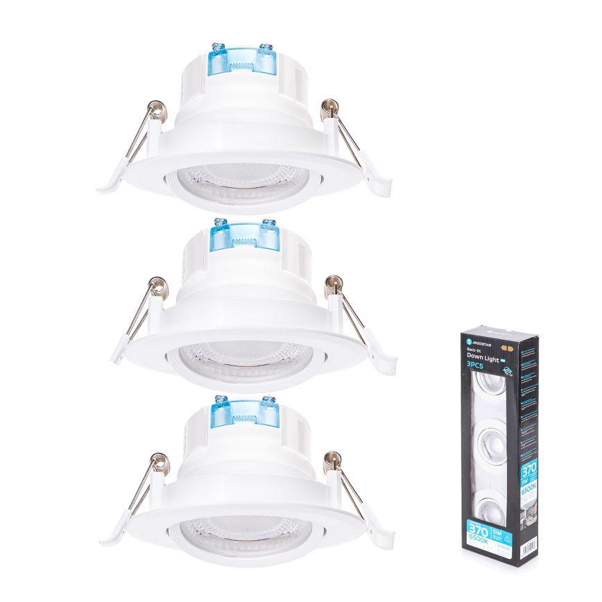 Aigostar - 3x LED indbygningslampe LED/5W/230V 6500K Ø 8,5 cm hvid