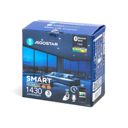 Aigostar - 3x LED indbygningslampe m. RGB-farver dæmpbar MESH 15W/230V 2700K-6500K diam. 17 cm